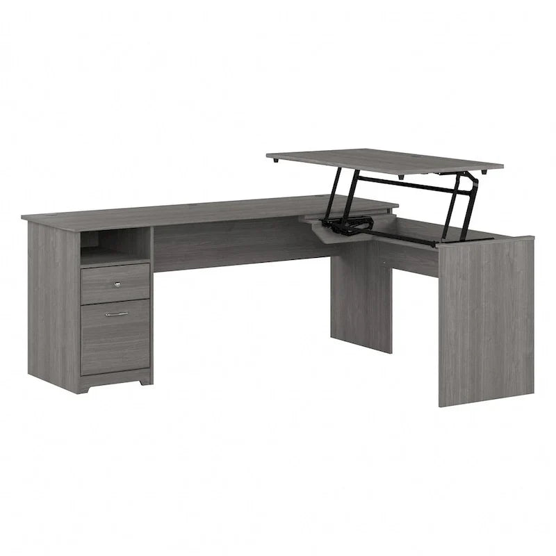 Bureau assis-debout en L à 3 positions de 72 W de Bush Furniture