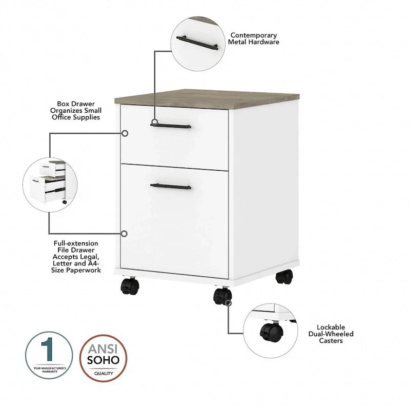 Bureau en L 60 W Key West avec classeur mobile de Bush Furniture