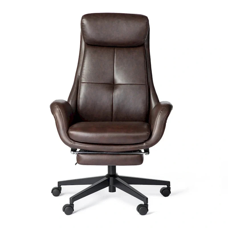 Fauteuil de bureau pivotant inclinable haut dossier Glitzhome avec repose-pieds et accoudoirs