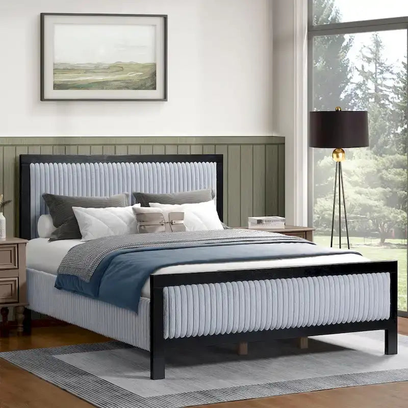 Christopher Knight Home Lit plateforme tapissier King/Queen avec tête de lit moelleuse