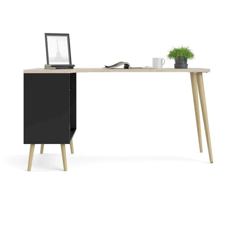 Bureau d'angle 2 tiroirs 3 étagères Carson Carrington Kristiansund