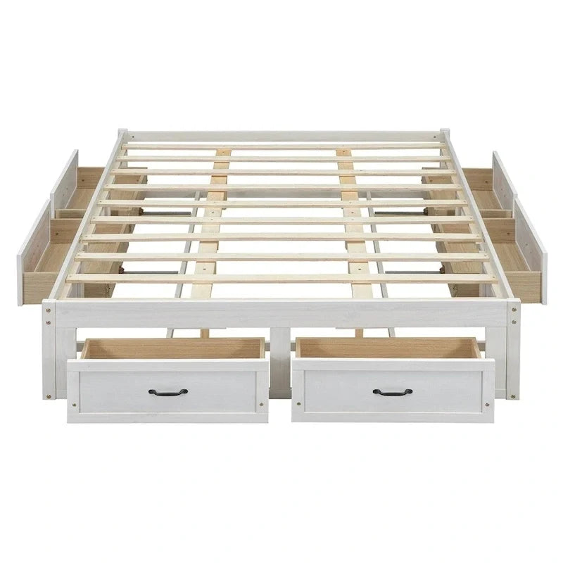 Lit plate-forme Queen Size avec 6 tiroirs de rangement