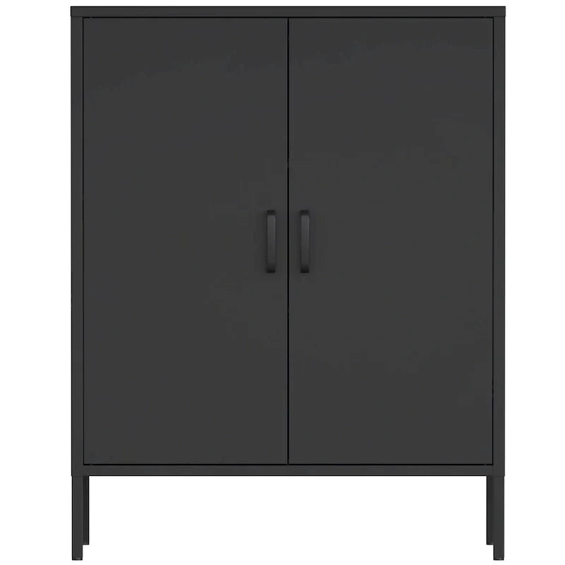 Casier de rangement métallique de 101,6 cm de haut, avec 2 portes, adapté aux maisons, bureaux et cafés.