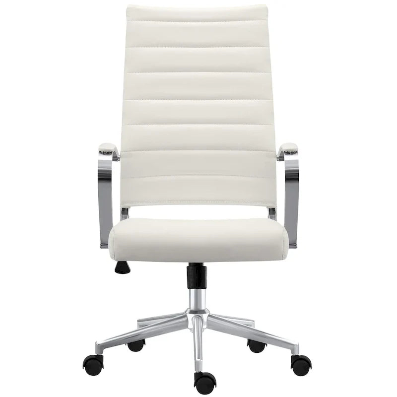 Fauteuil de bureau moderne à dossier haut en cuir PU nervuré, inclinable pour salle de conférence, ordinateur, chef, tâche de direction, patron