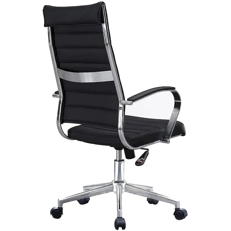 Fauteuil de bureau moderne à dossier haut, en cuir PU nervuré, pivotant et inclinable, pour salle de conférence, chaise de bureau avec coussin, pour patron