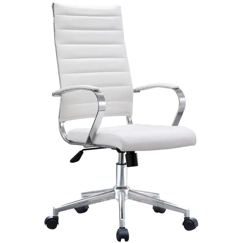 Chaise de bureau moderne haute avec dossier haut, en similicuir PU, pivotante, inclinable, réglable, avec coussin, modèle de designer, pour dirigeant