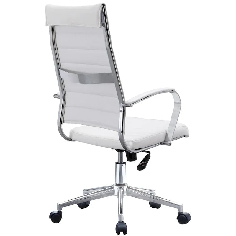 Chaise de bureau moderne haute avec dossier haut, en similicuir PU, pivotante, inclinable, réglable, avec coussin, modèle de designer, pour dirigeant