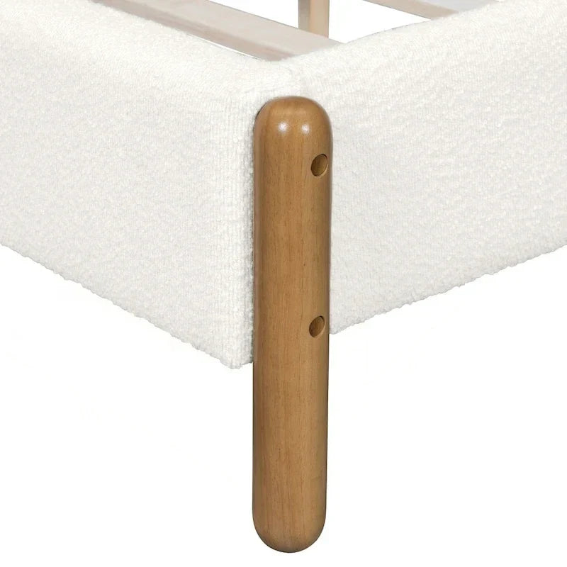 Cadre de lit rembourré de luxe avec pieds en bois robustes