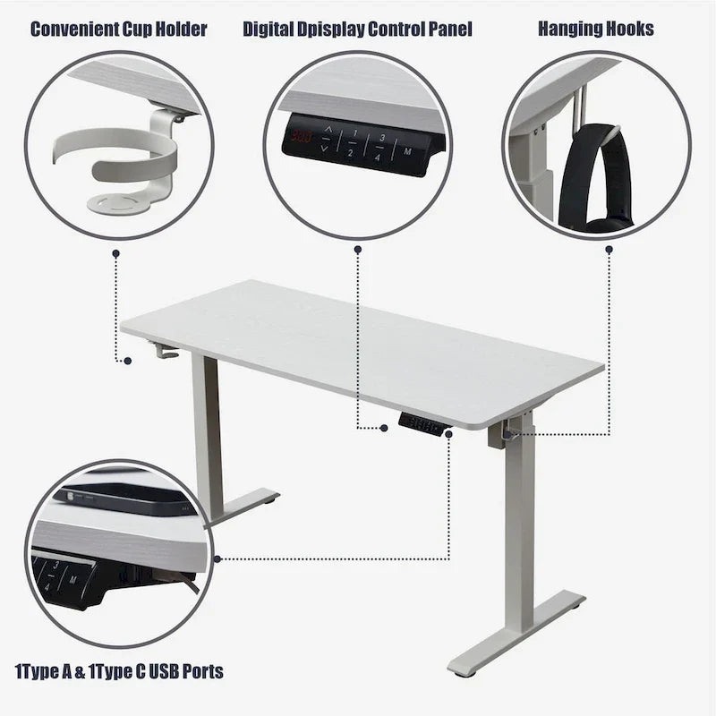 Bureau électrique réglable en hauteur KOWO K3041 55 - Poste de travail assis-debout pour bureau à domicile, avec mémoire de position
