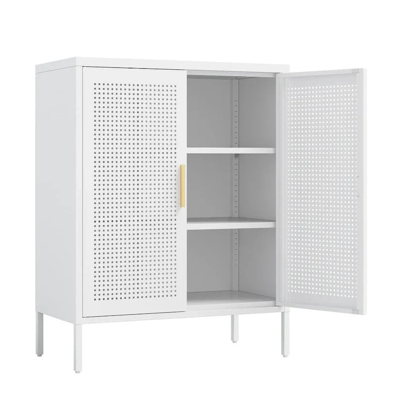Armoire de rangement métallique avec 2 portes et 2 étagères réglables, Armoire de rangement de garage verrouillable en acier