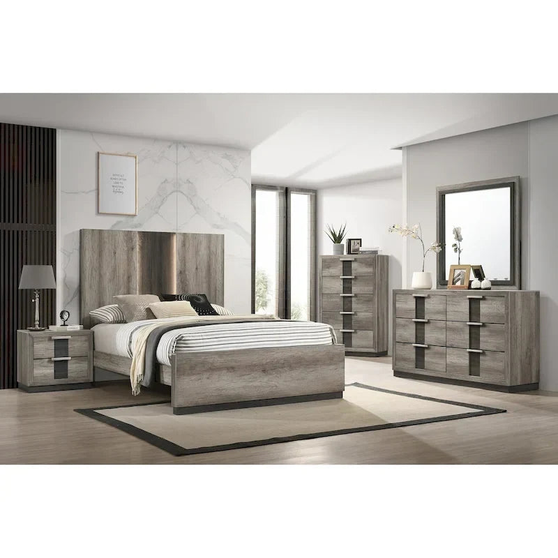 Chambre à coucher 4 pièces Eirena marron clair
