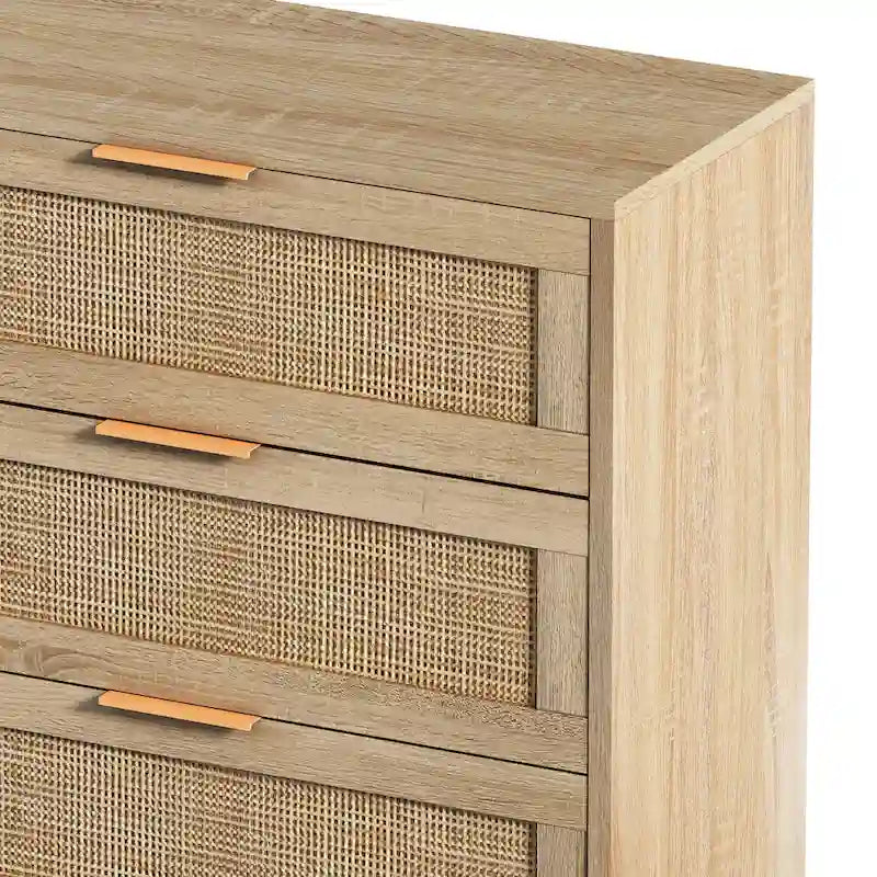 59.066-Commode de rangement en rotin avec tiroirs, pour chambre à coucher, salon, noir