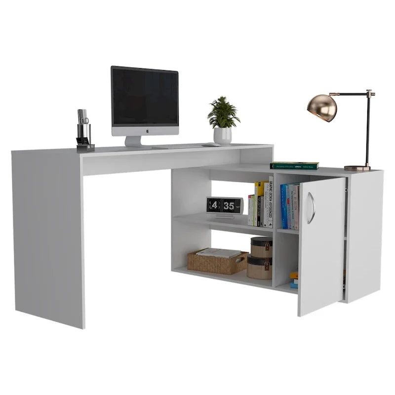 Bureau d'angle avec deux étagères et une armoire à porte unique FM Furniture Dallas