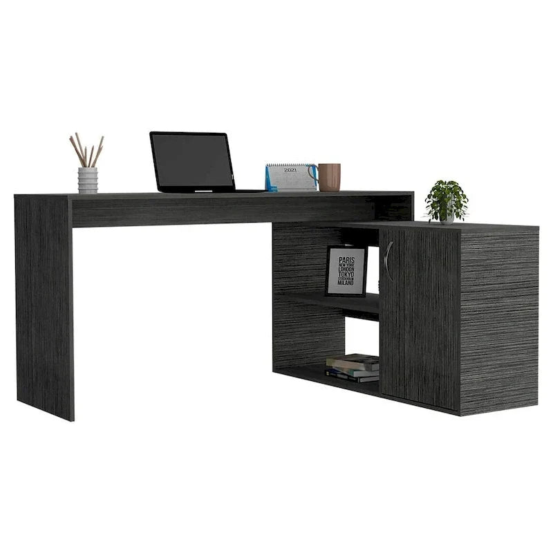 Bureau d'angle avec deux étagères et une armoire à porte unique FM Furniture Dallas