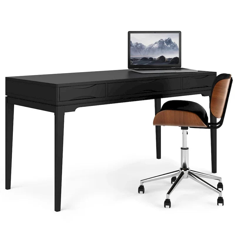 WYNDENHALL Pearson Bureau d'écriture professionnel en bois massif de 152 cm de large, style moderne du milieu du siècle