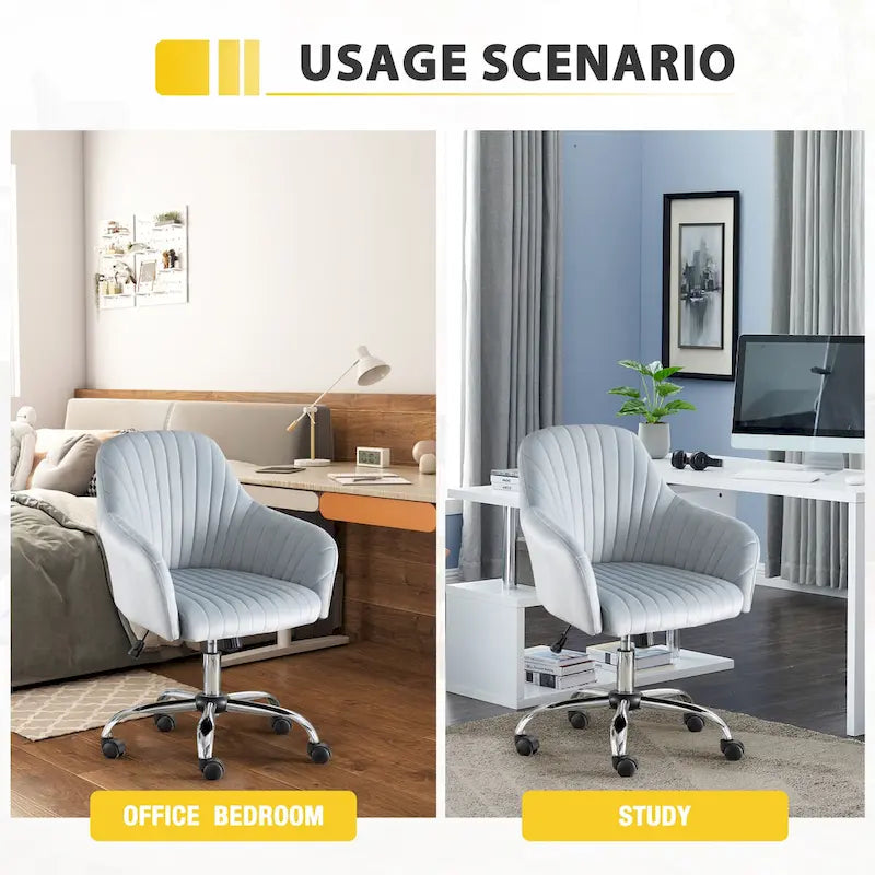 Chaise de bureau moderne en velours avec hauteur réglable et roulettes