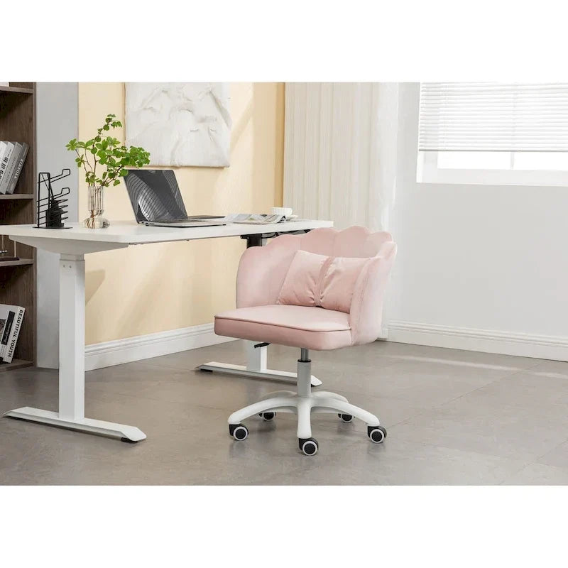 Fauteuil de bureau en velours festonné Taio Porthos Home avec base en nylon