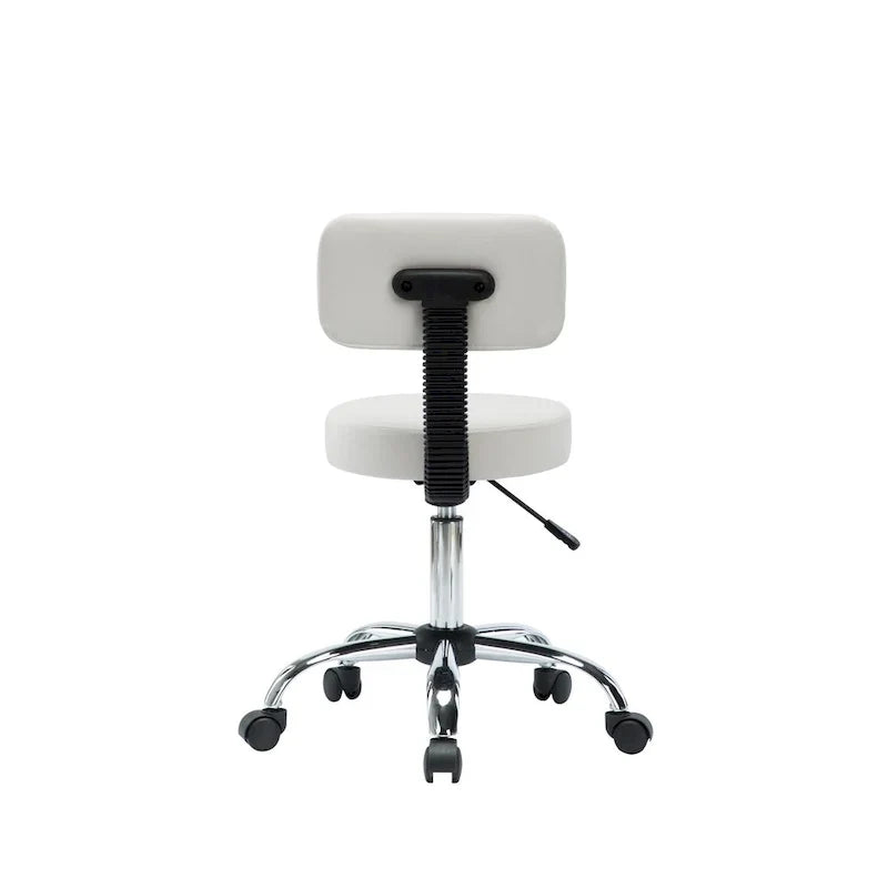 Tabouret de travail roulant réglable avec siège en similicuir et repose-pieds pliable, tabouret polyvalent pour bureau à domicile, coiffeuse,