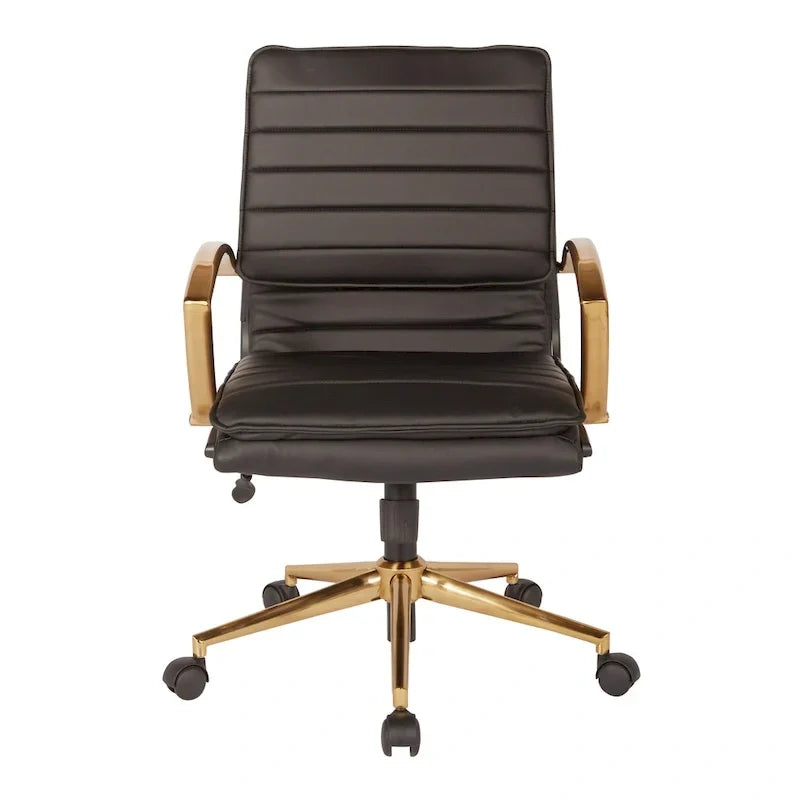 Chaise de bureau mi-hauteur en similicuir avec base dorée OSP Home Furnishings