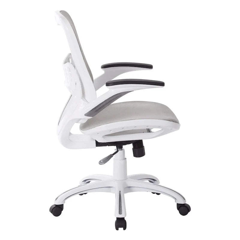 Chaise de bureau Riley avec assise et dossier en maille blanche