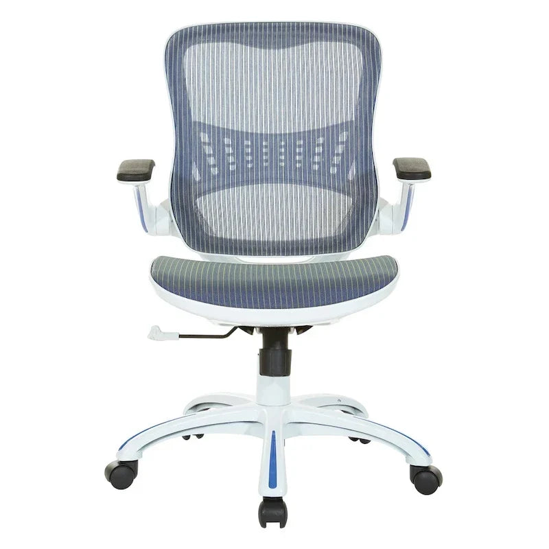 Chaise de bureau Riley avec assise et dossier en maille blanche