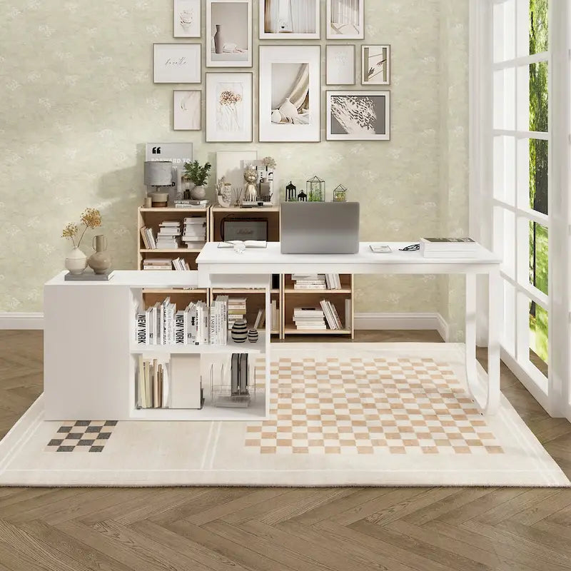 Bureau d'ordinateur de rangement en L Timechee de 55 pouces