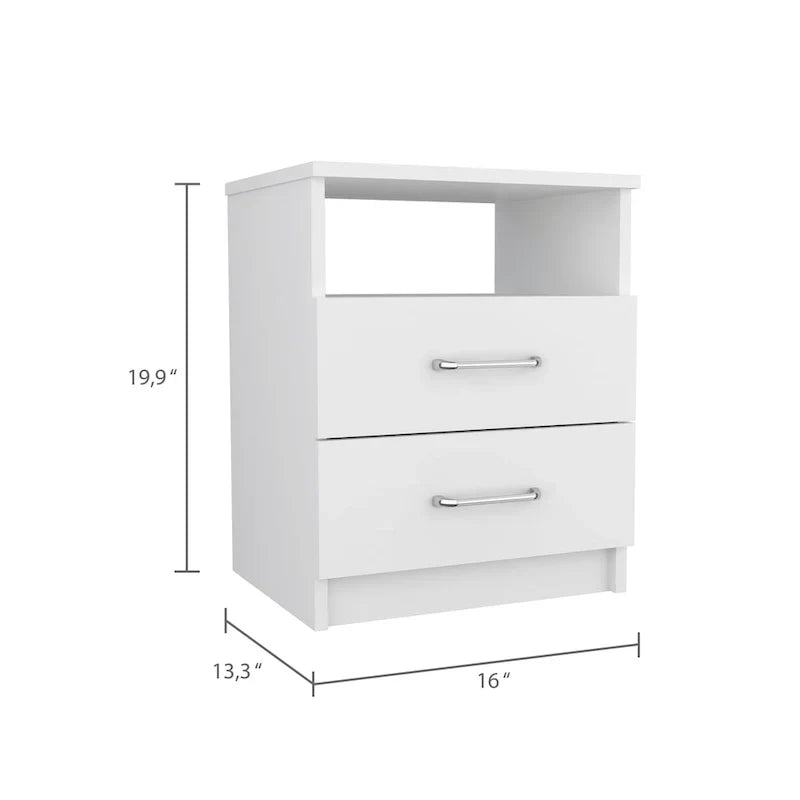 Table de chevet FM Furniture Oklahoma avec deux tiroirs et une étagère