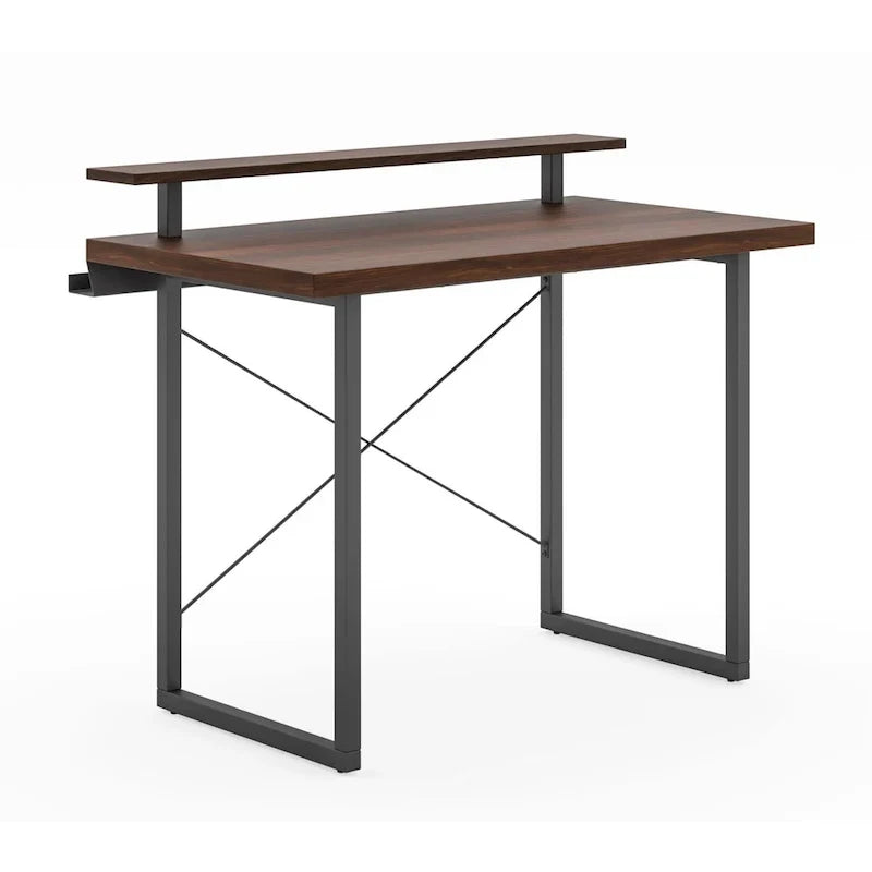 Homestyles Bureau en Bois Marron avec Support d'Écran