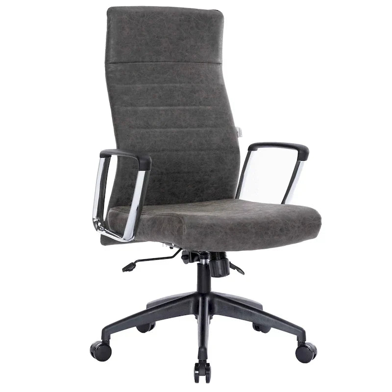 Chaise de bureau de conférence LeisureMod Hilton moderne à dossier haut en cuir