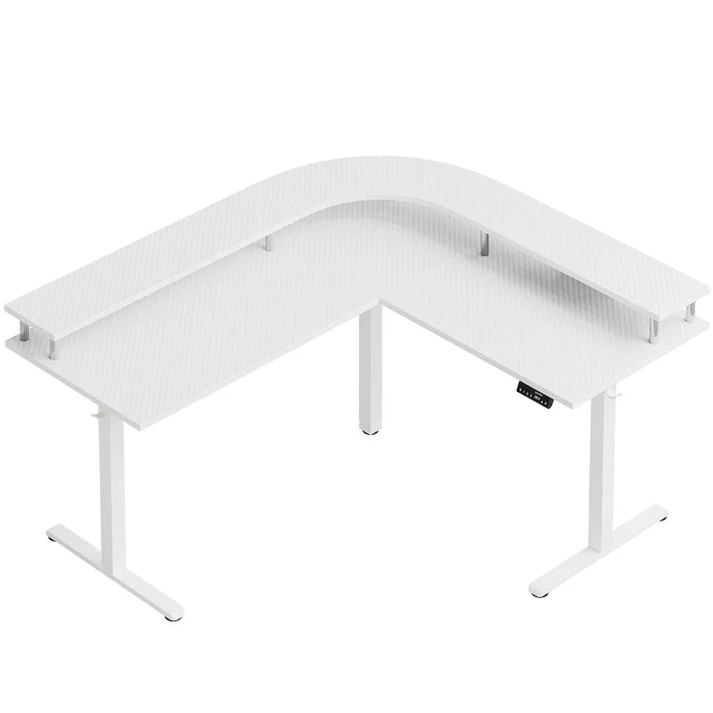 Bureau de jeu en forme de L de 63 po avec hauteur réglable, support de moniteur ergonomique, bureau d'angle