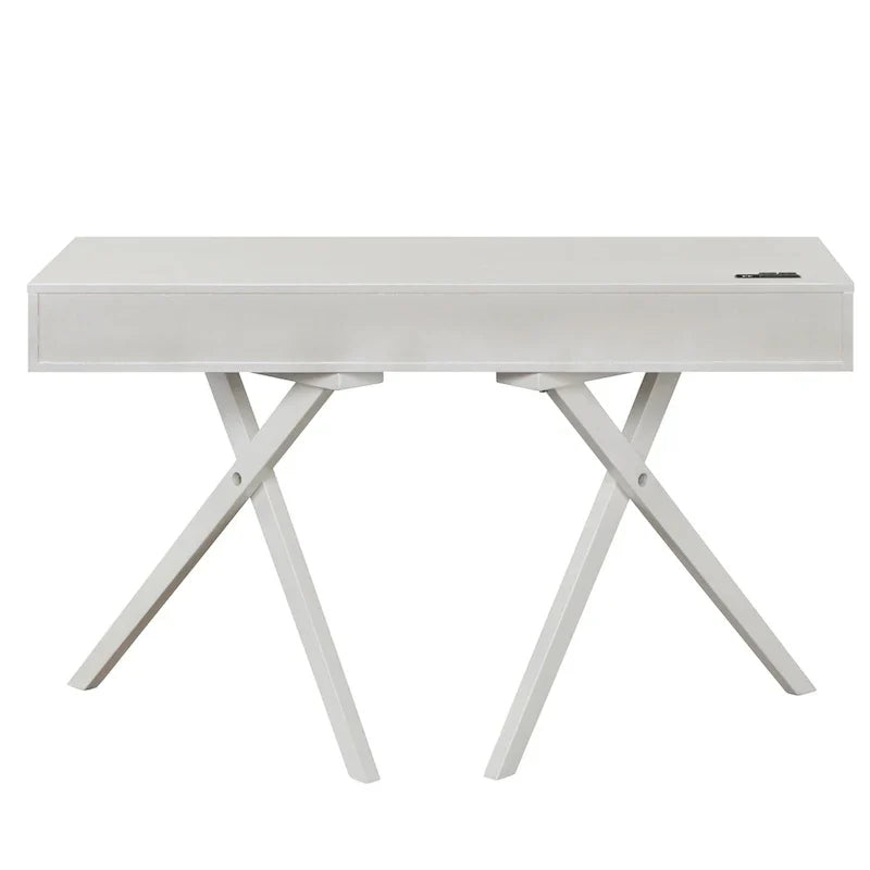 Bureau Foli Transitional de 47 po en bois avec 2 tiroirs, ports USB et prises électriques par Furniture of America