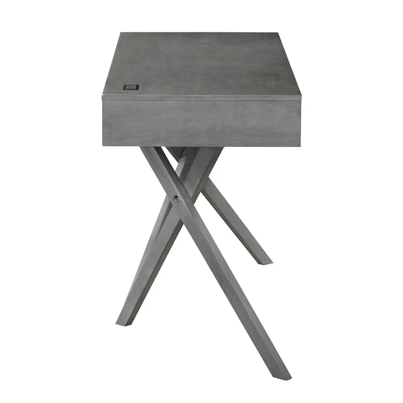 Bureau Foli Transitional de 47 po en bois avec 2 tiroirs, ports USB et prises électriques par Furniture of America
