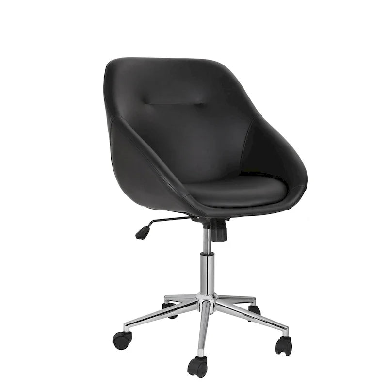 Chaise de bureau pivotante Porthos Home Hayes, piètement chromé, cuir PU