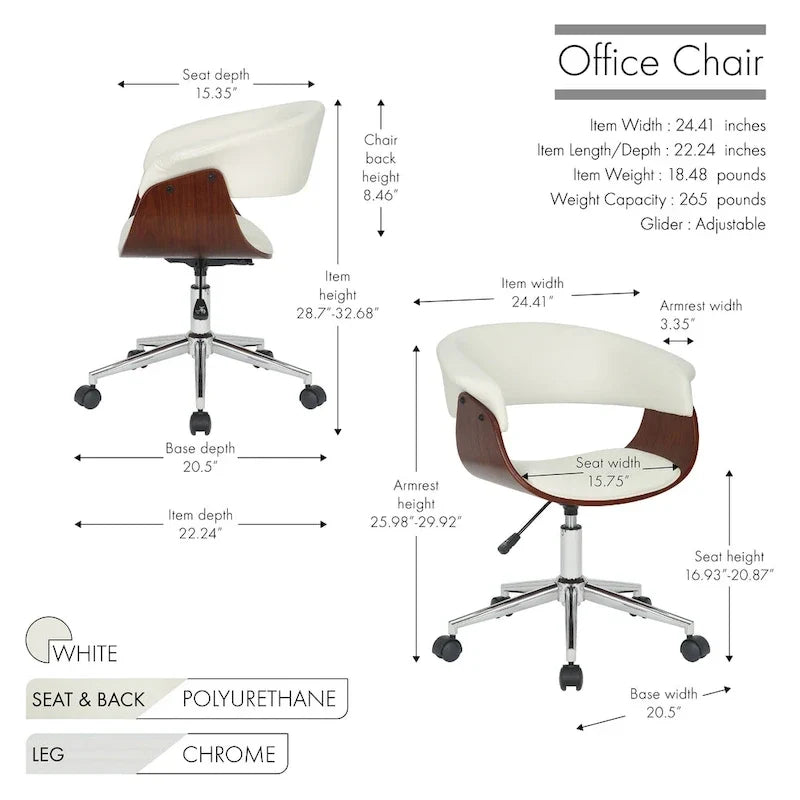 Fauteuil de bureau en similicuir Carson Carrington Sauoarkrokur avec piètement chromé