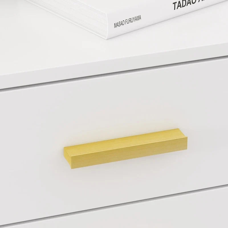 Table de chevet Timechee de 23,6 po de haut à 3 tiroirs, blanc/noir