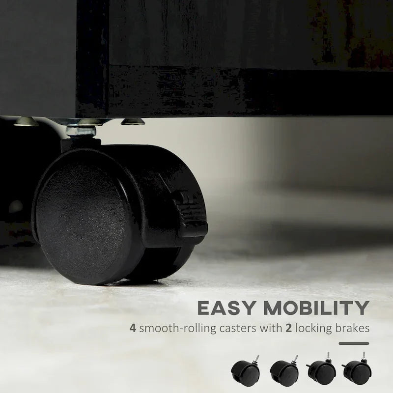 HOMCOM Meuble de Rangement à 3 Tiroirs sur Roulettes, Support d'Imprimante, Meuble de Classement Vertical