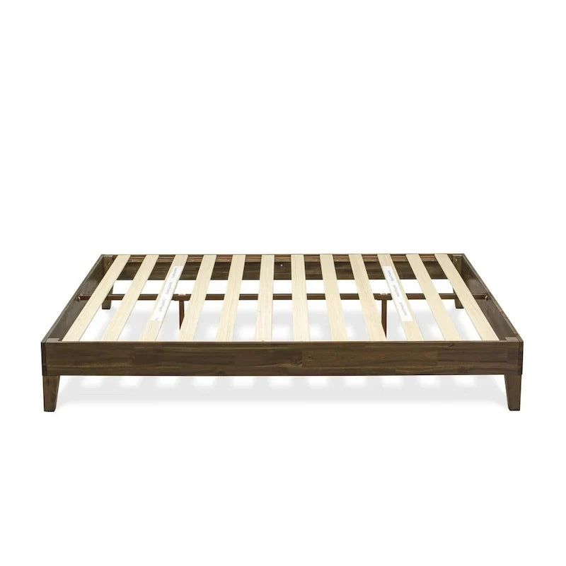 East West Furniture Lit Plateforme King avec 4 Pieds en Bois Massif et 2 Pieds Centraux Supplémentaires (Options de Couleurs du Cadre de Lit)