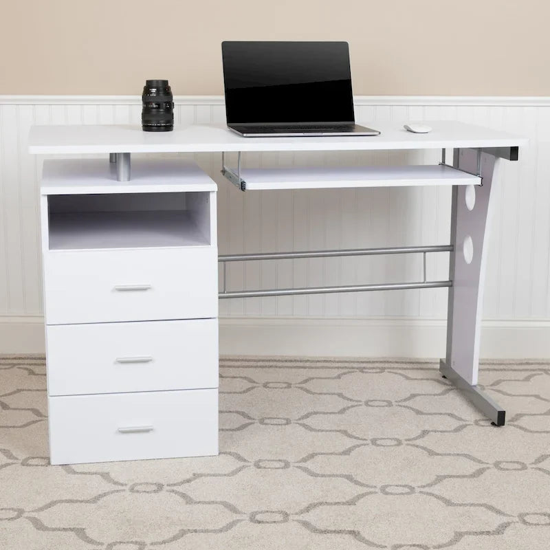 Bureau informatique 3 tiroirs avec tablette clavier