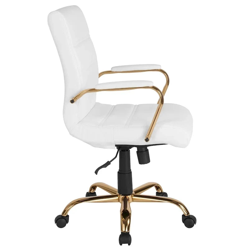 Fauteuil de bureau pivotant en cuir synthétique avec dossier mi-haut