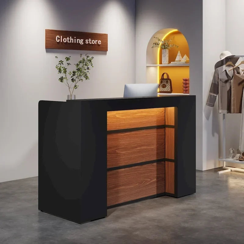 Grand Bureau de Réception avec Lumières LED pour Salon, Salle d'Attente, Magasin, Bureau, Hall d'Entrée, Boutique, Clinique