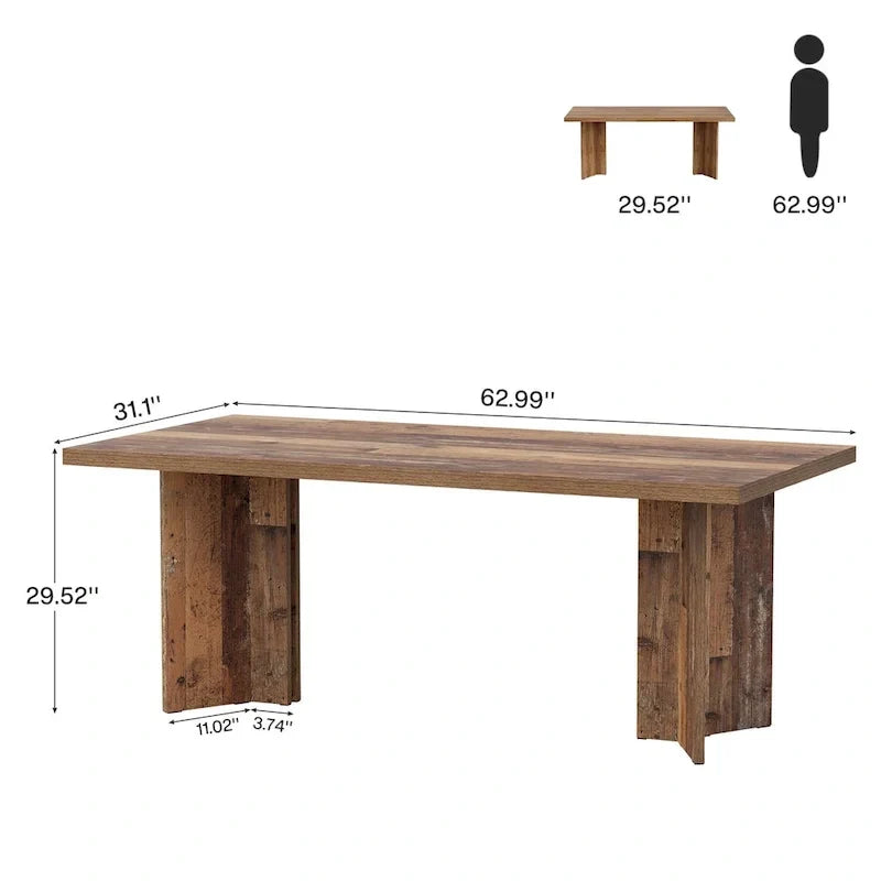 Bureau de direction de 63 pouces, grand bureau d'ordinateur moderne en bois
