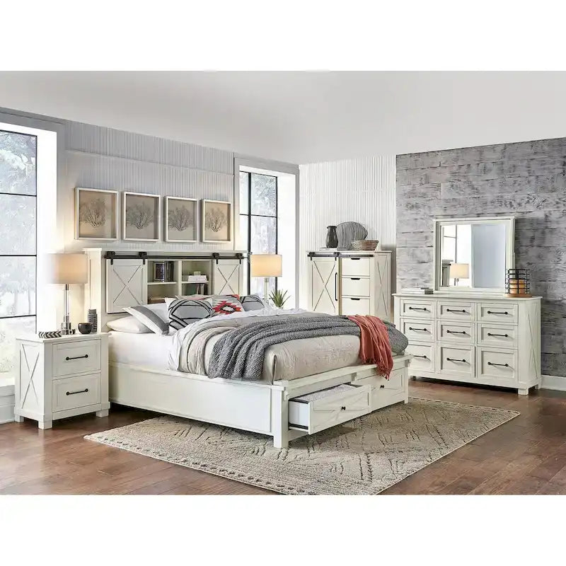Collection de chambre à coucher Simply Solid Shanna 6 pièces en bois massif avec rangement