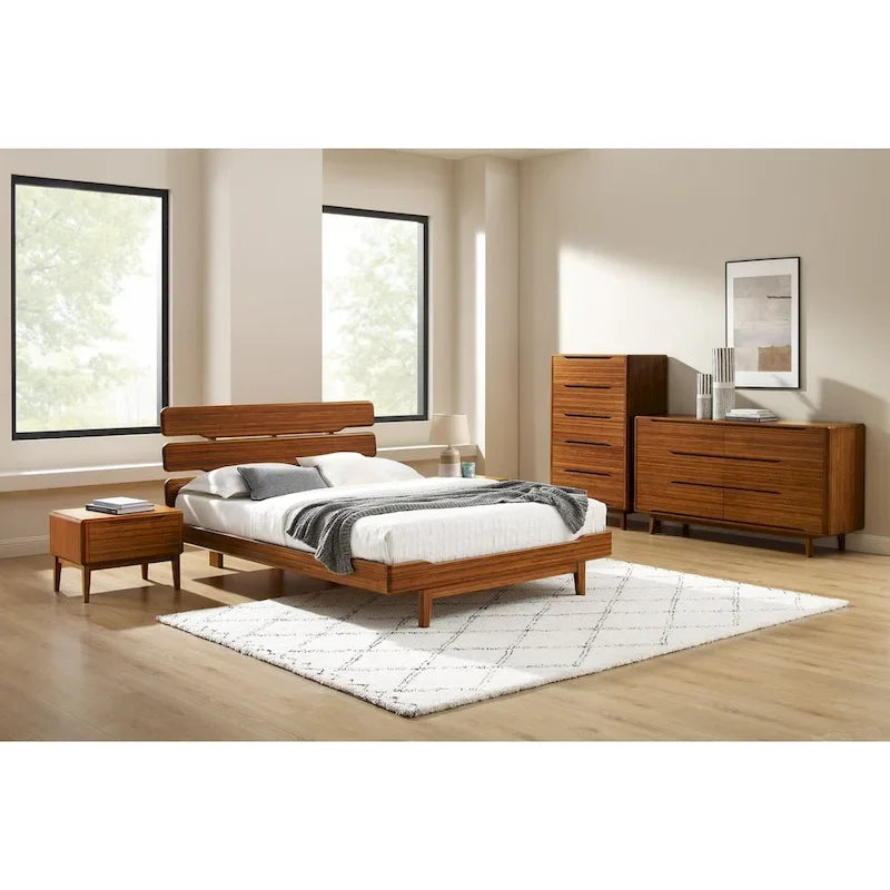 Ensemble de chambre 5 pièces Dylan avec plateforme de lit Queen, couleur cuivre
