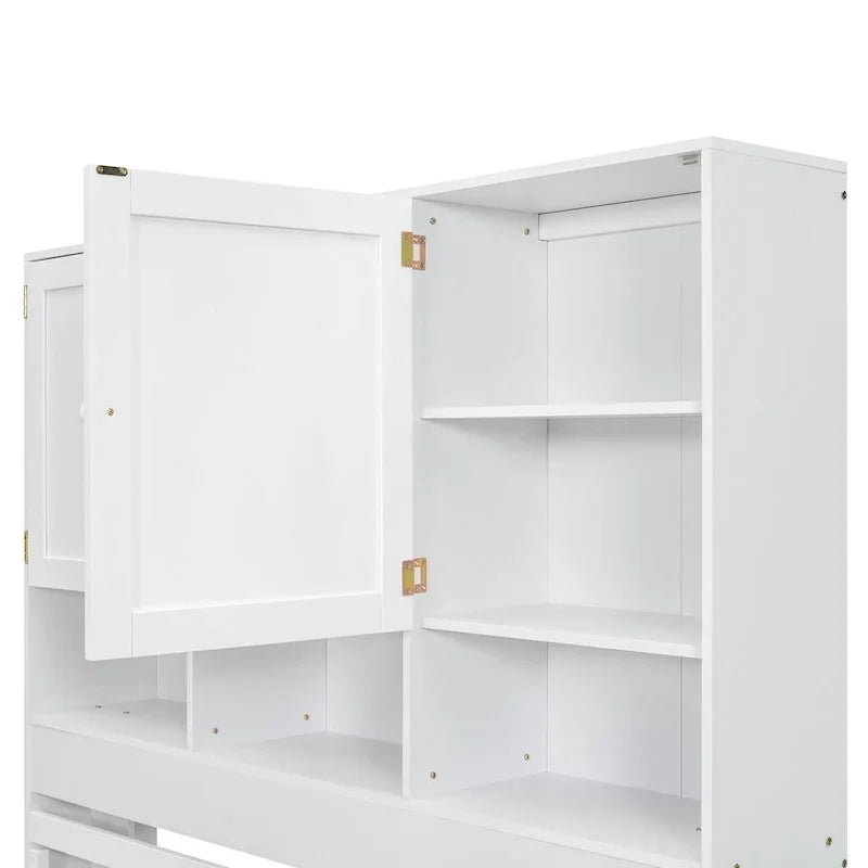 Lit plateforme Queen Size avec tête de lit de rangement et 4 tiroirs