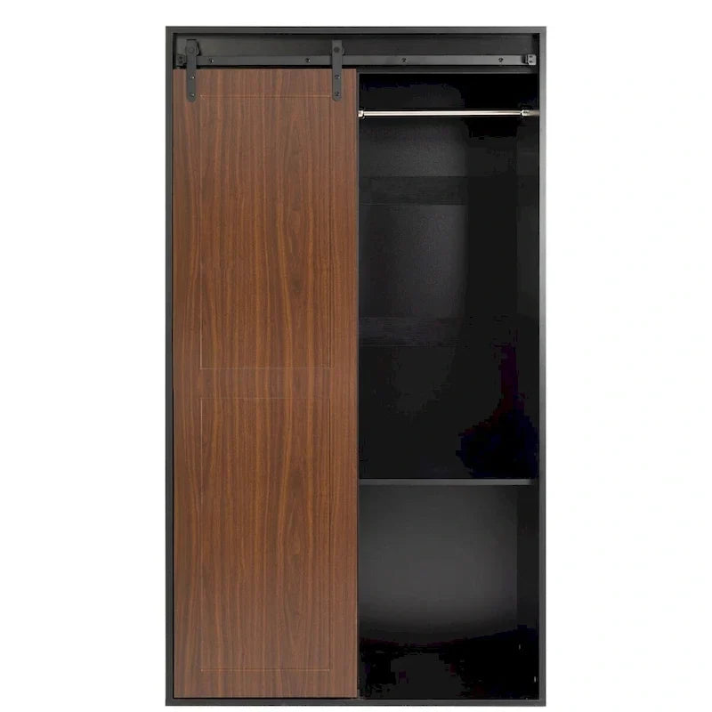 Armoire et penderie hautes de 71 pouces, armoire classique à porte coulissante de style grange