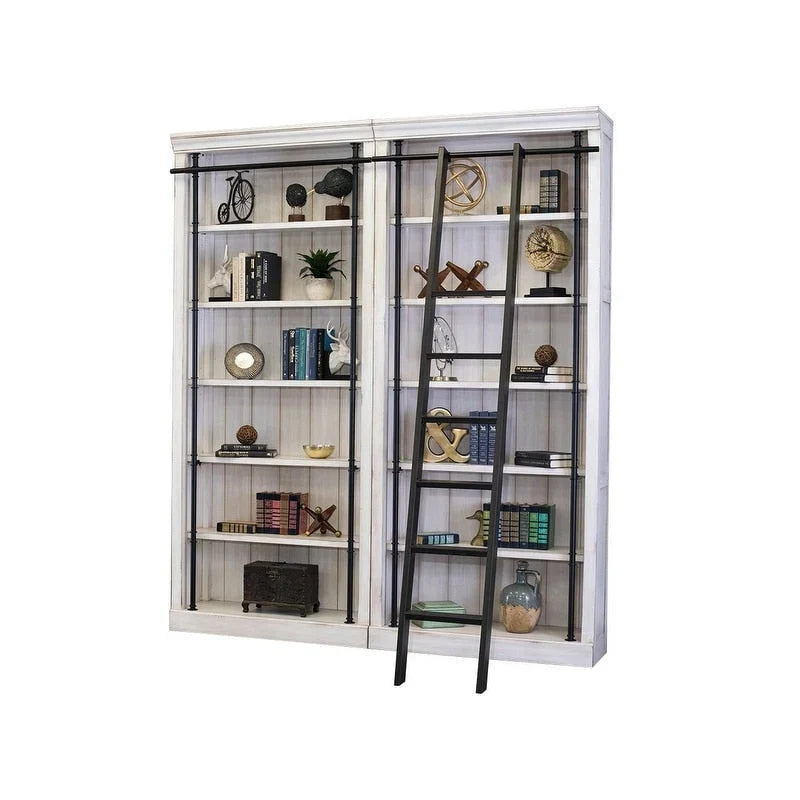 Étagère murale Avondale de 2,4 m de haut avec échelle, meuble de rangement, étagère de présentation pour bureau, marron - 203 larg. x 239 haut. x 38 prof.