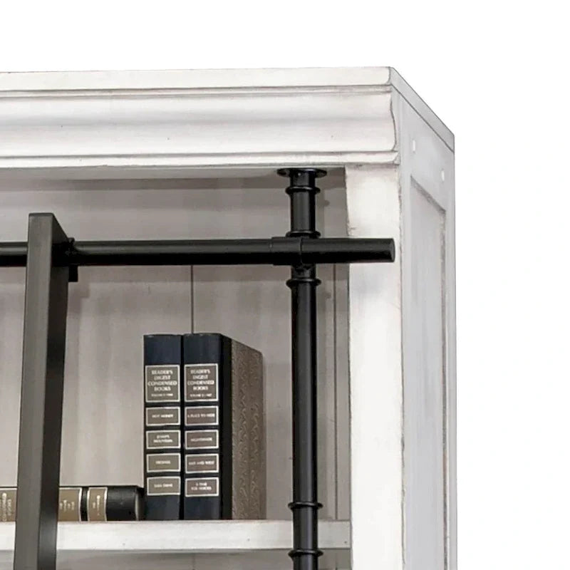 Étagère murale Avondale de 2,4 m de haut avec échelle, meuble de rangement, étagère de présentation pour bureau, marron - 203 larg. x 239 haut. x 38 prof.