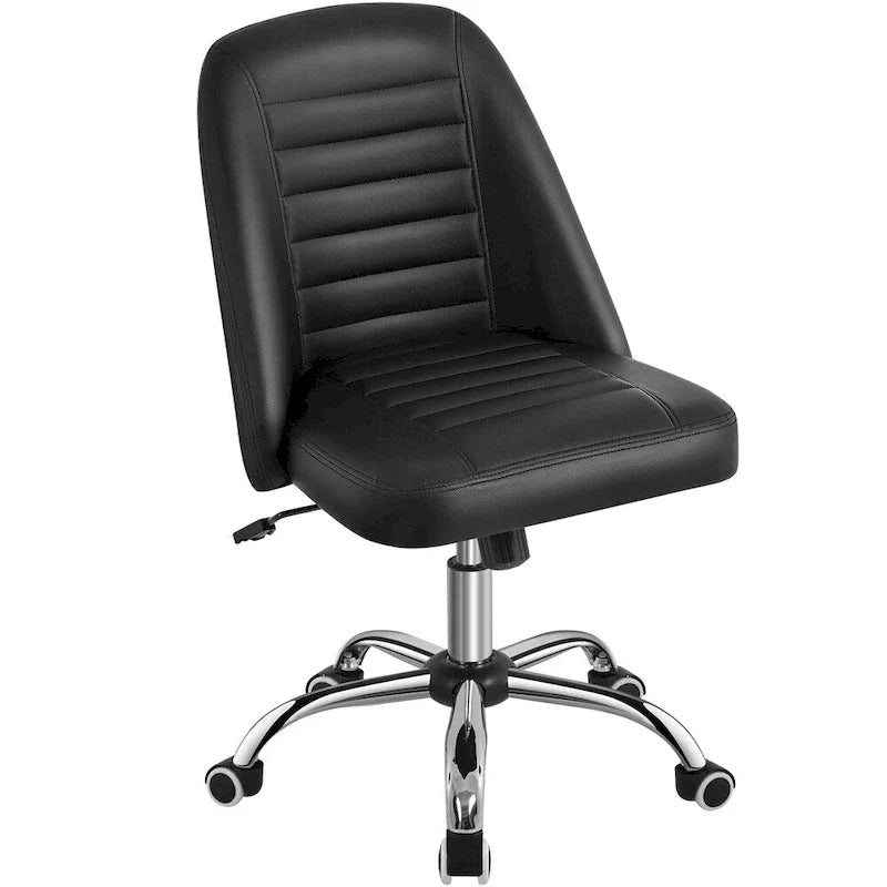 Chaise de bureau mi-dossier en similicuir Yaheetech, fauteuil de bureau moderne capitonné sans accoudoirs - N/A
