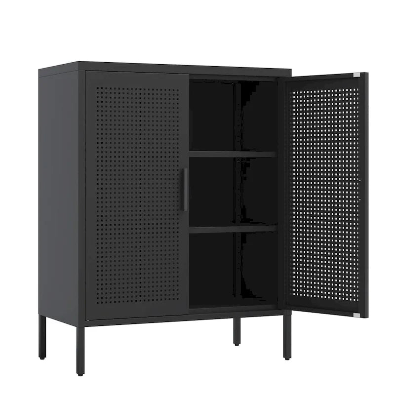 Armoire de rangement métallique avec 2 portes et 2 étagères réglables, armoire de rangement de garage verrouillable en acier, armoire de classement en métal
