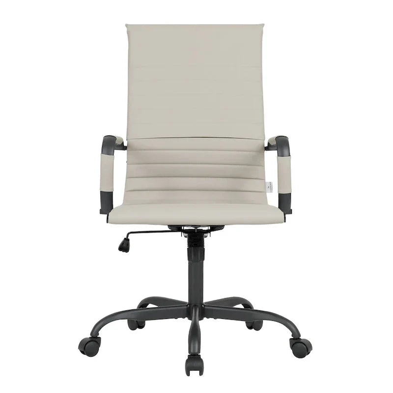 Chaise de bureau pivotante à dossier haut réglable en cuir côtelé Harris avec cadre en métal noir pour la maison, la salle de conférence ou le bureau